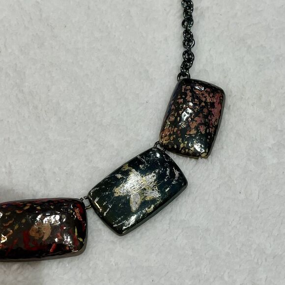 Hand Painted Gun Metal Necklace Celestial Goth Fairy Grunge Industrial 16in~18in - Picture 2 of 8
